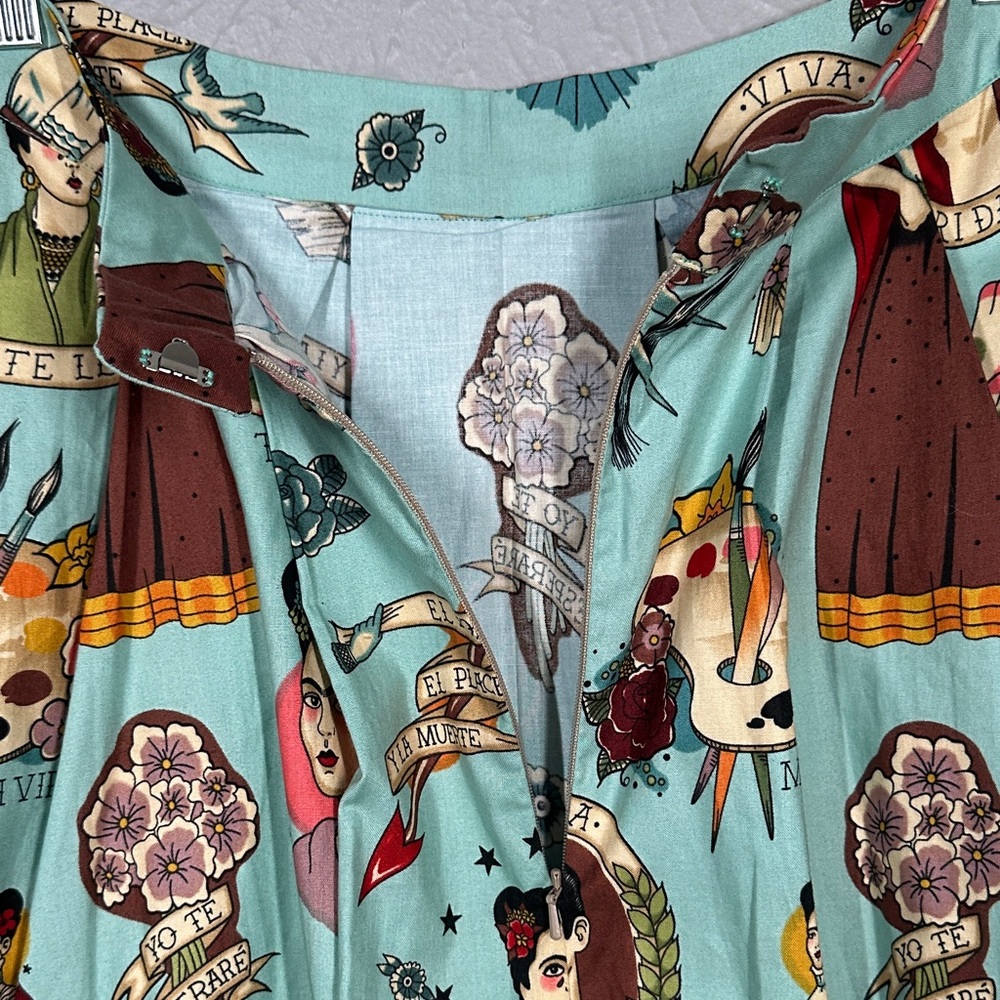 Moixa Frida Kahlo Print A-Line Skirt Multicolor Women's Size Medium - Picture 8 of 11